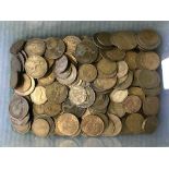 A box containing a large quantity of pre-decimal British Penny and half penny pieces