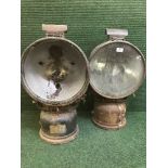 A pair of antique ship's spot lights