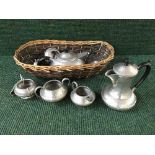 A basket of eight pieces craftsman and argent pewter ware