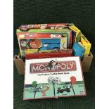 Two boxes of assorted board games, Ludo, Spiromatic ,
