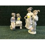 Three Nao figures - Girl in white dress,