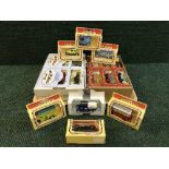 A tray of boxed die cast cars, cameo,