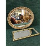 Three gilt framed mirrors together with an octagonal framed mirrors