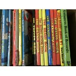 Two boxes of vintage Beano, Dandy and Superman annuals,