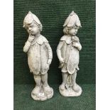 A pair of garden figures - Flower girl and boy