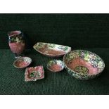A tray of six pieces of Maling including Azalea oval shallow dish,