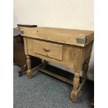 A reclaimed pine butcher's block fitted a drawer