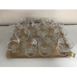 A tray of eight Brierley lead crystal sundae dishes and set of six lead crystal glasses