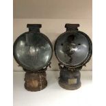 A pair of antique ship's spot lights