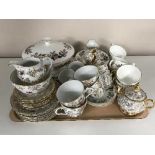 A tray of twenty four pieces of Wedgwood Hathaway rose tea china together with part Durham china