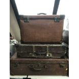 Three mid 20th century luggage cases