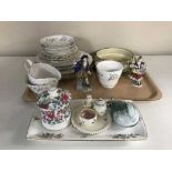 A tray of twenty two pieces of Colclough bone china, Royal Doulton Made for Liberty bowl, figures,