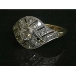 An 18ct gold diamond set Art Deco ring