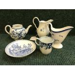 An eighteenth century blue and white china teapot, probably Worcester,