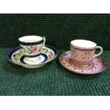 An early nineteenth century hand painted cabinet cup and saucer, probably Minton or Spode,