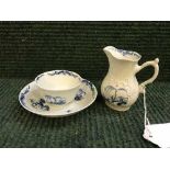 An eighteenth century English blue and white tea bowl and saucer,