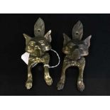 A pair of Victorian brass door knockers modelled as foxes.