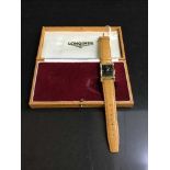 A vintage 14ct gold Longines wrist watch, in Longines box.