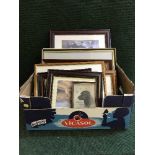 A box of assorted pictures, prints - equestrian,
