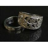 Two 18 carat white gold diamond set rings 9 grams