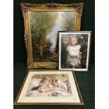 A quantity of gilt framed pictures and prints