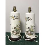 A pair of china table lamps