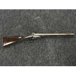 A 19th century percussion cap double-barrelled sporting gun, with 51cm breach-loading barrels,