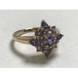 A 9ct gold tanzanite cluster ring