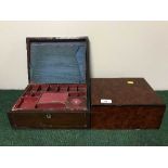 A cigar humidor and an Edwardian rosewood jewellery box