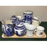 Four trays of blue and white Ringtons, Maling ware,