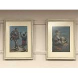 Continental school : figures dancing, watercolour with gauche, together with companion piece,