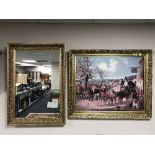 A gilt framed mirror and gilt framed picture