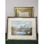 Two 20th century watercolours - coast and mountains (2)