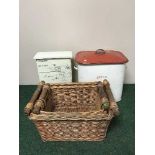 An enamelled bread bin,