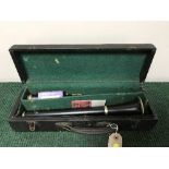 A wooden clarinet in box