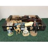 A tray of wooden ware, collectables,