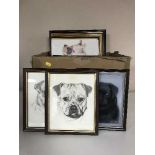 Two boxes of assorted pictures - dogs