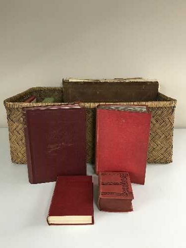 Two boxes of books - antiquarian leather bound family bible,