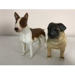 A Beswick figure of a pug, matt finish, a Beswick figure - American bulldog,