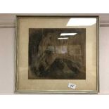 A G Wallace : Head study of a horse, charcoal, signed, framed.