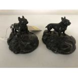 A pair of miniature spelter figures - pugs