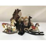 A tray of assorted horse and rocking horse figures