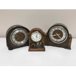 A tray of oak cased Smiths mantel clock,