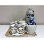 A tray of six Paragon Chatelaine cups and saucers, Shelley gilt cup and saucer, Noritake ash tray,