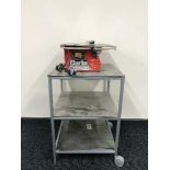 A Clarke 33mm tile cutter on three tier metal trolley