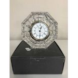 A boxed Waterford crystal desk clock