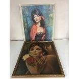 A 20th century gilt framed oil on canvas; head and shoulders portrait of a lady,