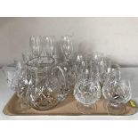 Two trays of lead crystal drinking glasses,