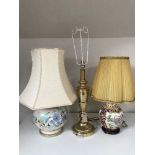 An Italian pottery table lamp and shade,