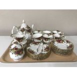 A tray containing 22 pieces of Royal Albert Old Country Roses tea china